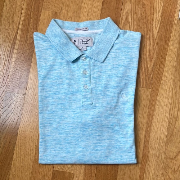 Original Penguin Other - Original Penguin Heritage Slim Fit Short Sleeve Polo Shirt Light Blue Size L